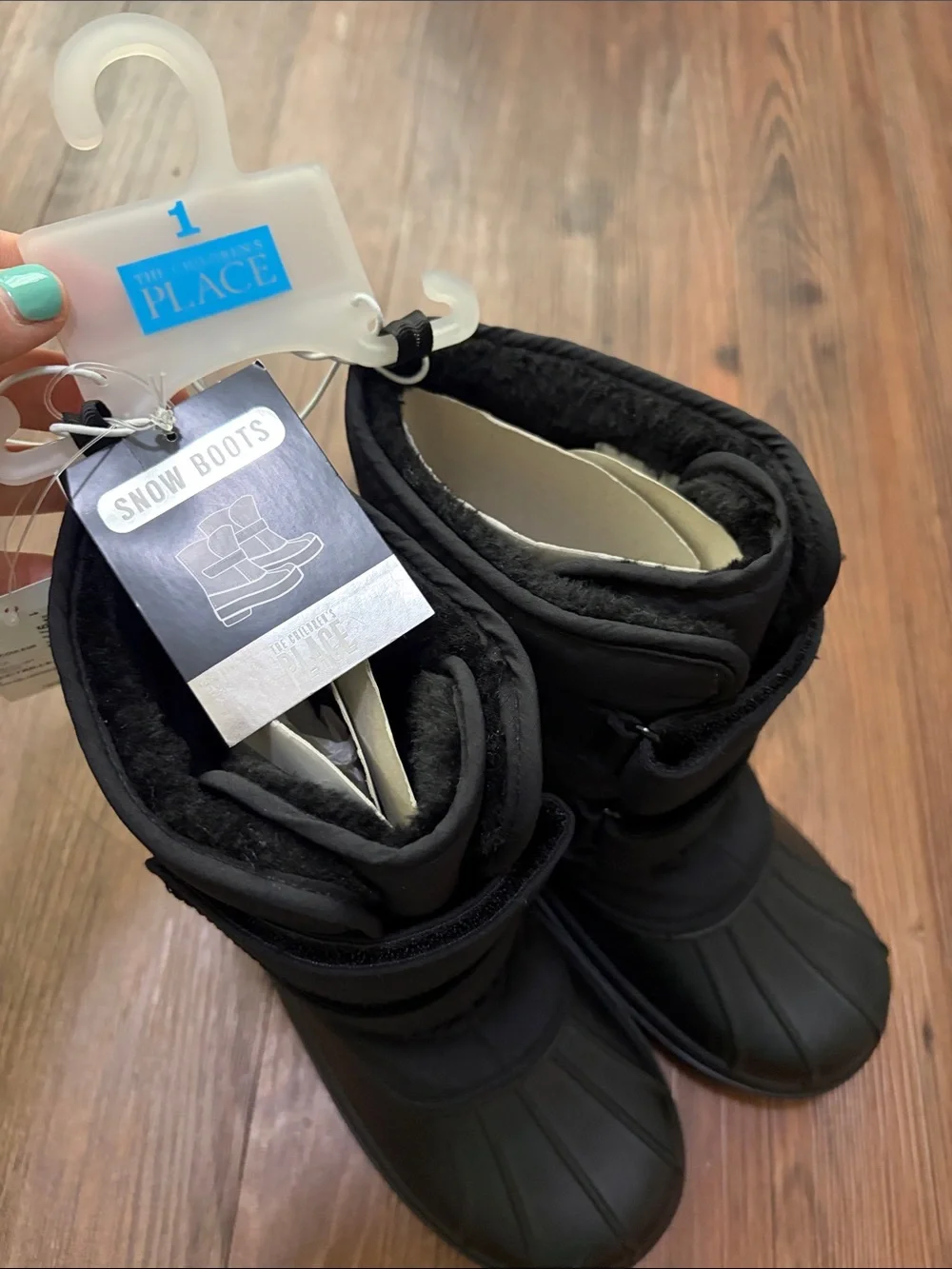 THE CHILDREN PLACE Kids All Weather Boots - Black,Sz.1!NWT